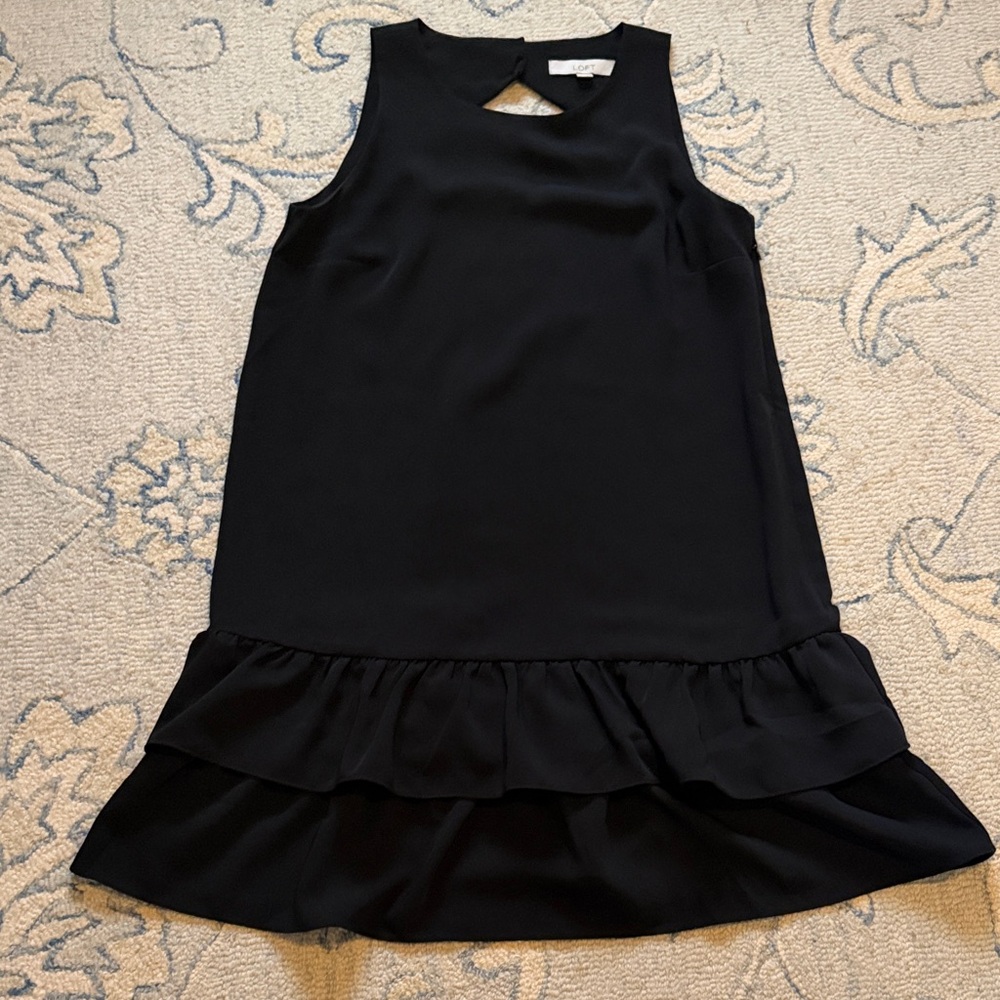 LOFT Black Formal Dress with Ruffled Hem